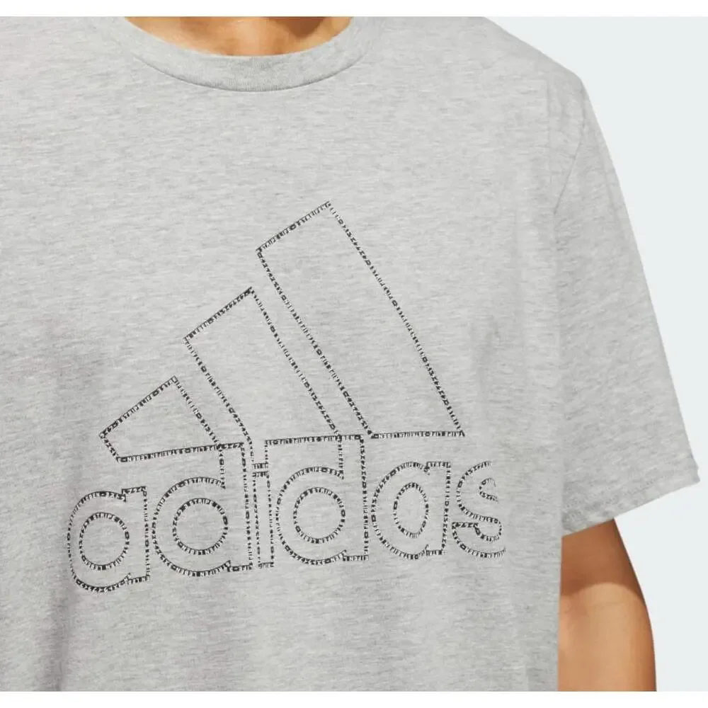 Adidas Badge of Sports Tiny Type Logo Tee T-Shirt Grey Heather Men's 2XL NWT - Picture 6 of 10